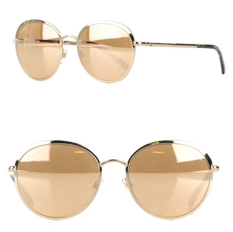 chanel round gold 18ct sunglasses